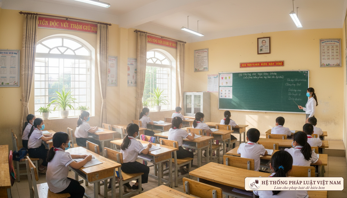 Lớp học tại Bắc Ninh chuẩn bị đón học sinh