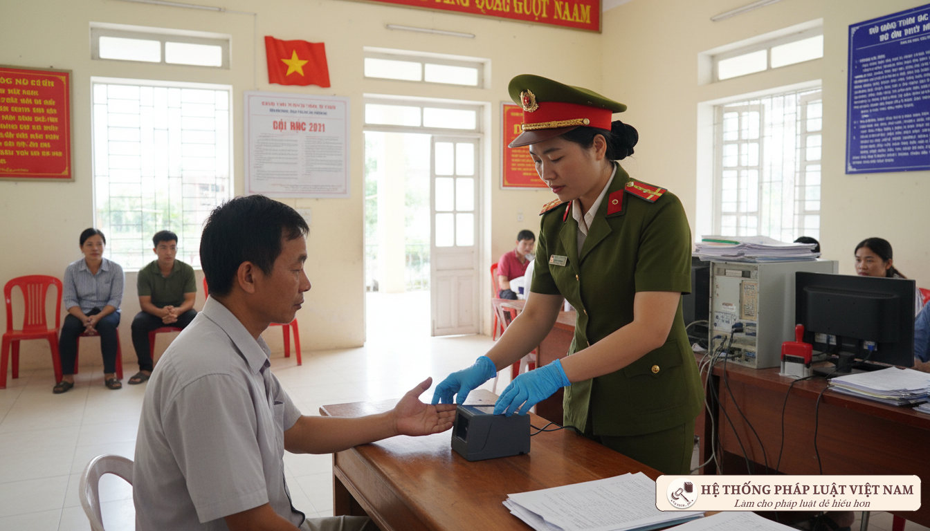 Công an lấy dấu vân tay làm CCCD