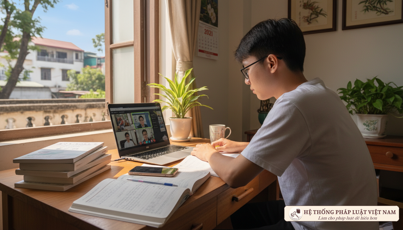 Học sinh Hà Nội học trực tuyến tại nhà năm 2021