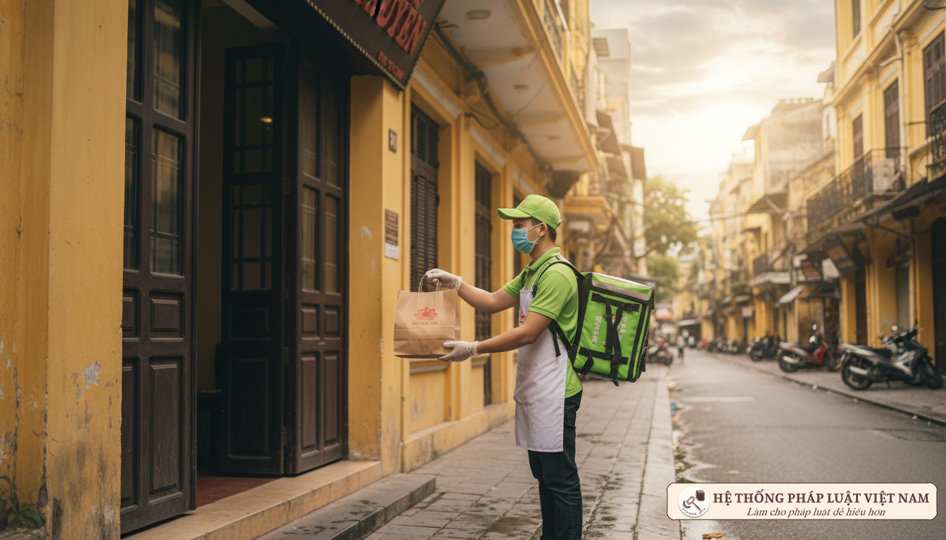 Shipper giao đồ ăn tại Hà Nội tháng 9/2021
