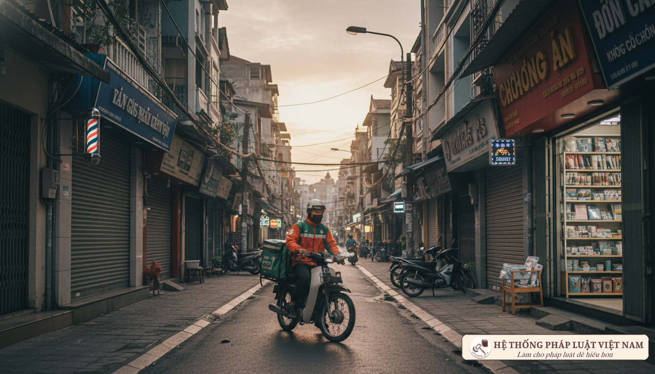 Shipper hoạt động tại Hà Nội theo Chỉ thị 22