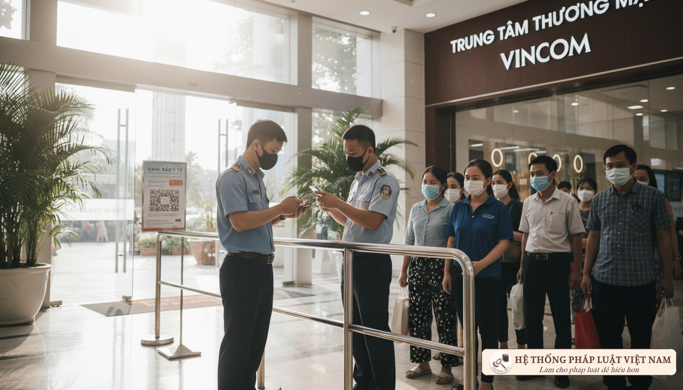 Kiểm tra khai báo y tế tại trung tâm thương mại