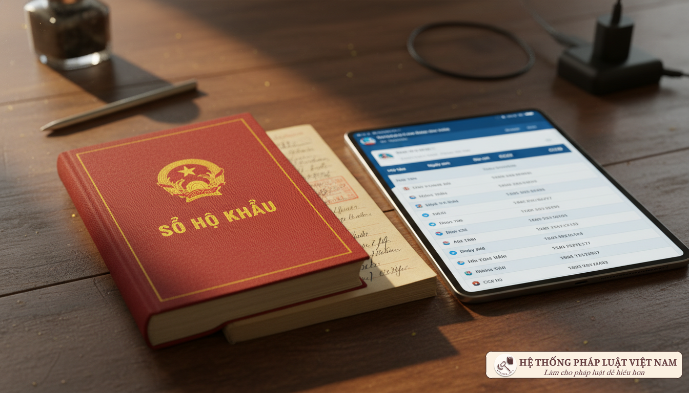 Sổ hộ khẩu giấy và thiết bị số