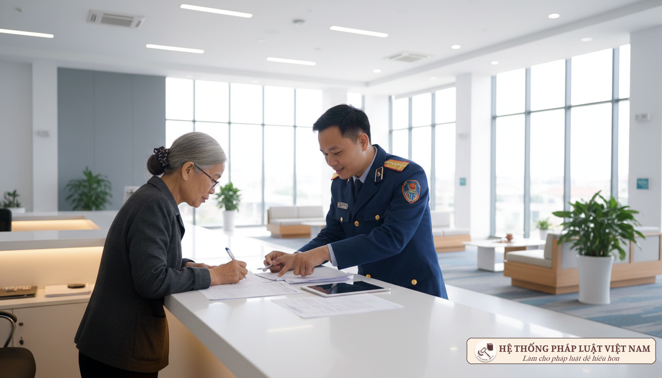 Cảnh sát hỗ trợ người dân làm thủ tục cư trú