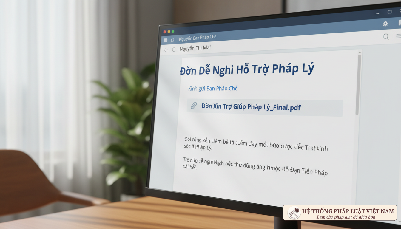 Giao diện email nộp hồ sơ trợ giúp pháp lý