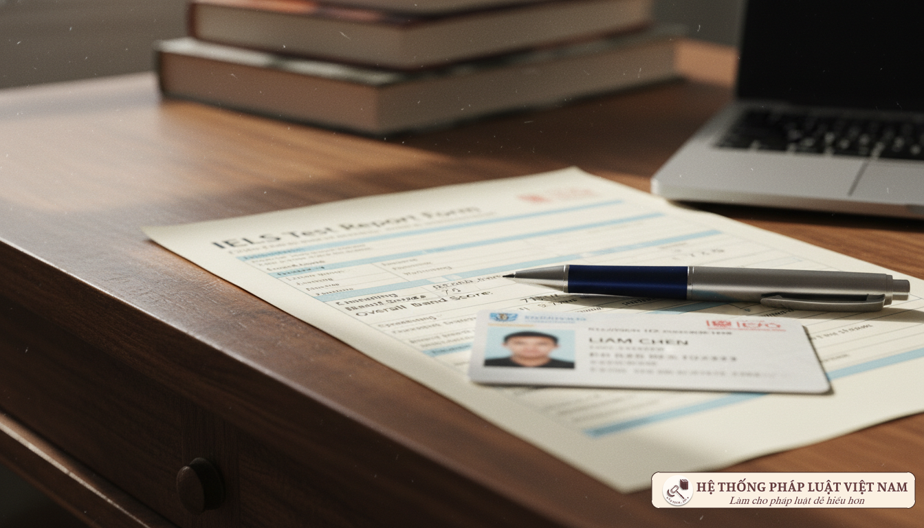 Chứng chỉ IELTS trên bàn học