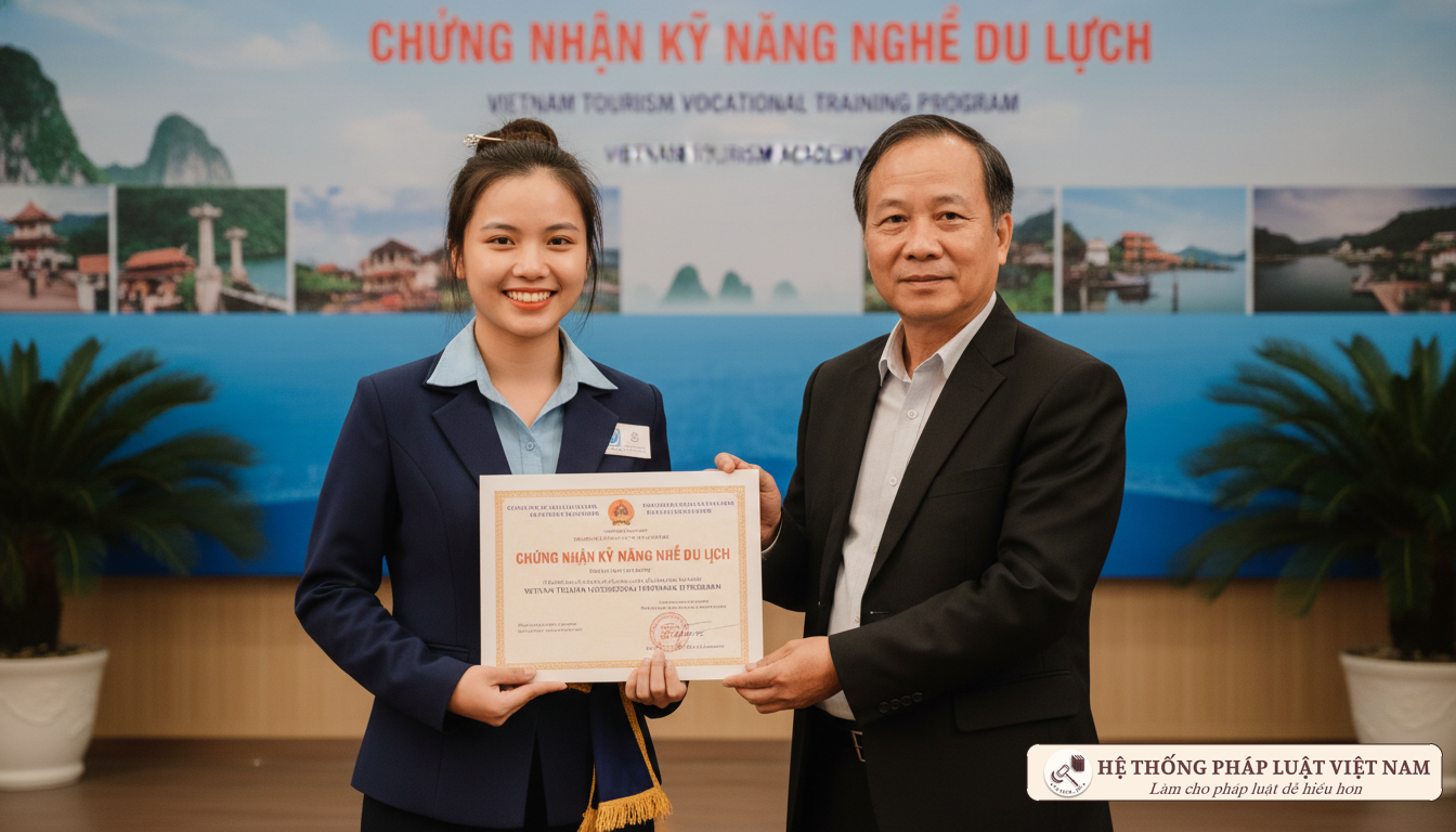 Sinh viên nhận chứng chỉ đào tạo nghề du lịch