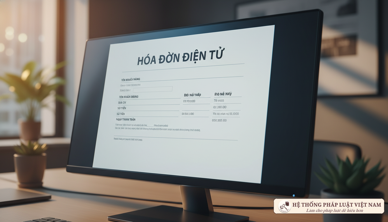 Mẫu hóa đơn điện tử trên màn hình máy tính