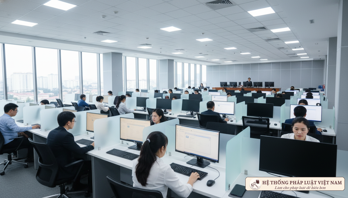 Phòng thi trắc nghiệm trên máy tính