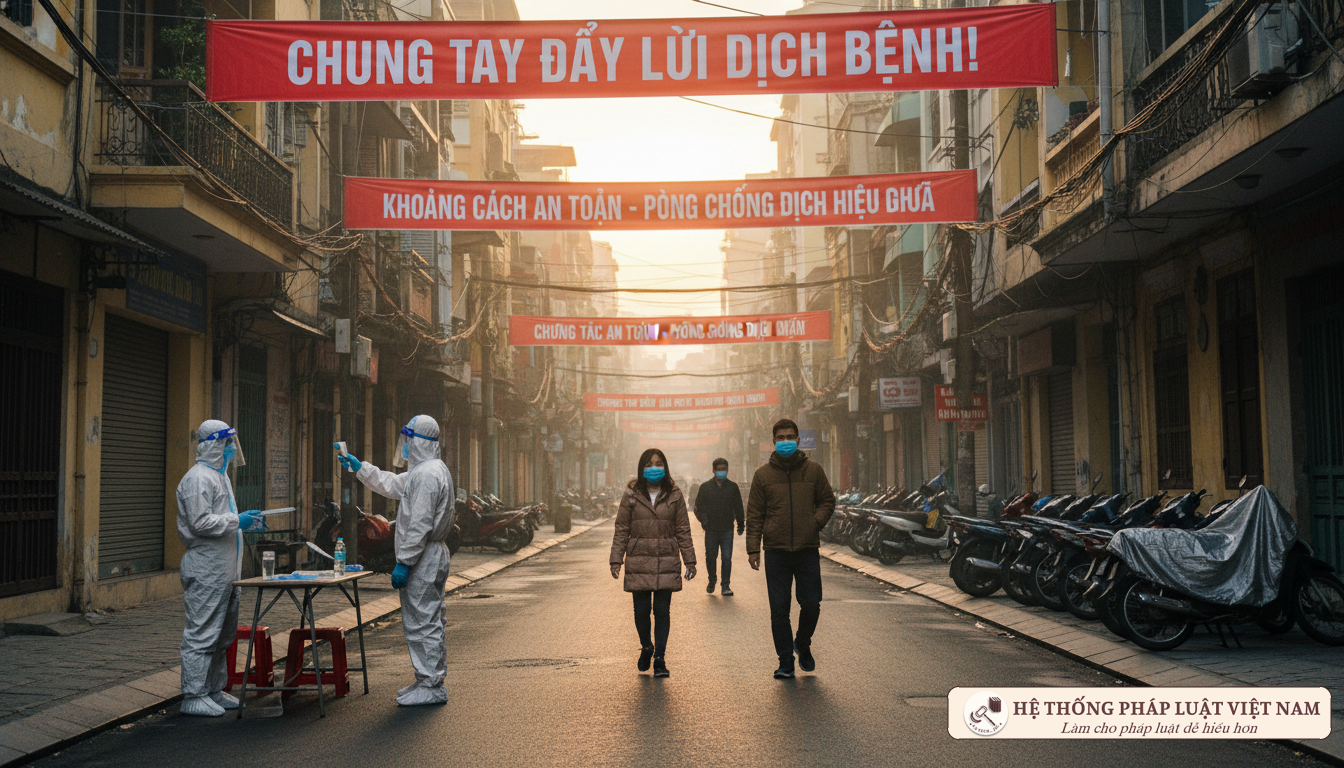 Đường phố Hà Nội tuyên truyền phòng chống dịch