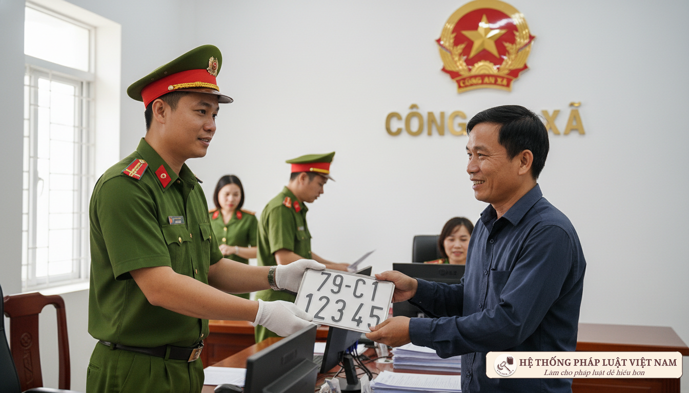 Từ 21/5/2022: Người dân được bấm biển số xe máy ngay tại Công an xã
