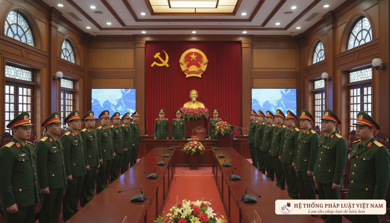 Sĩ quan quân đội Việt Nam trong hội trường