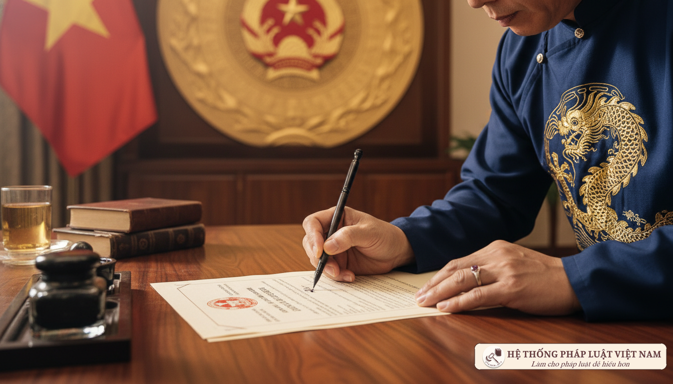 Cán bộ ký kết văn bản pháp luật