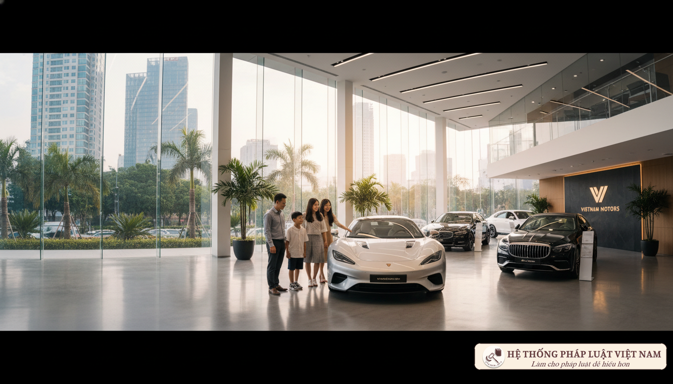 Người dân tham quan mua sắm ô tô Showroom ô tô hiện đại tại Việt Nam