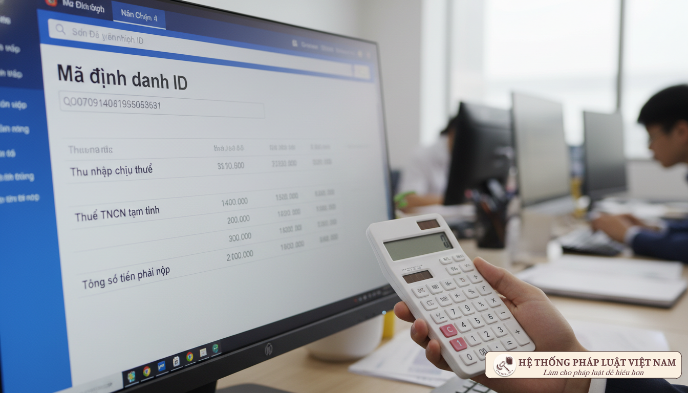 Màn hình máy tính hiển thị cổng thông tin thuế và mã ID