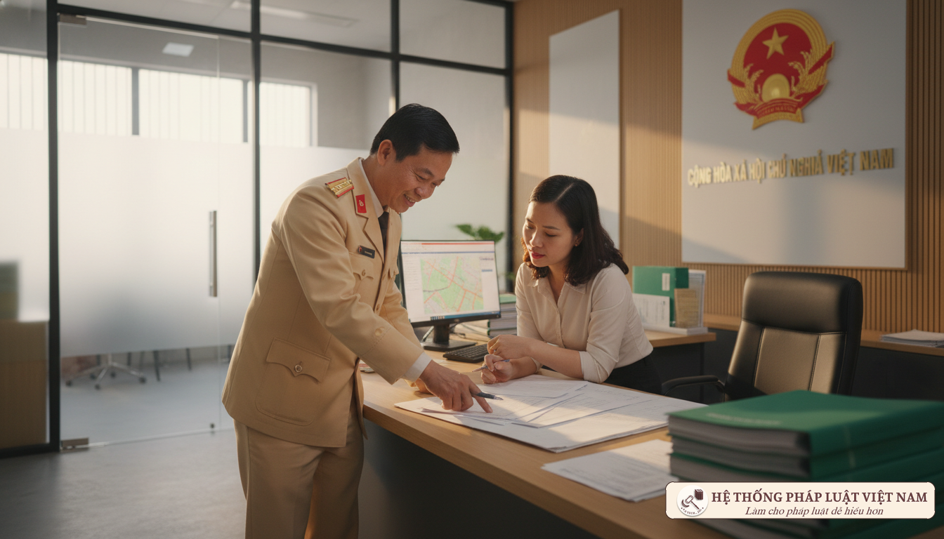 Cán bộ hướng dẫn người dân làm thủ tục đất đai