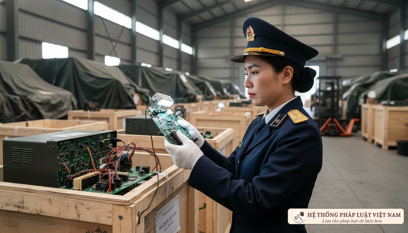 Cán bộ hải quan kiểm tra hàng hóa