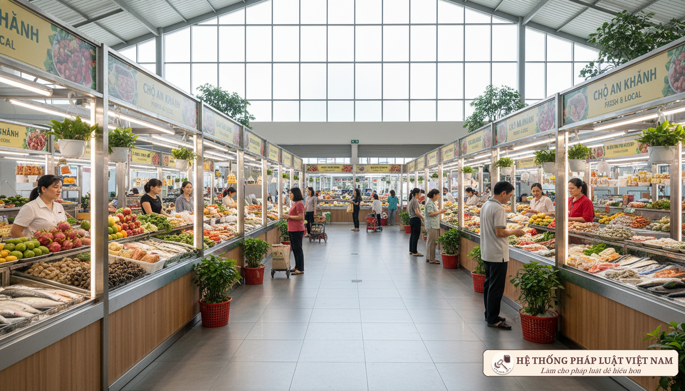 Mô hình chợ dân sinh sạch sẽ và ngăn nắp