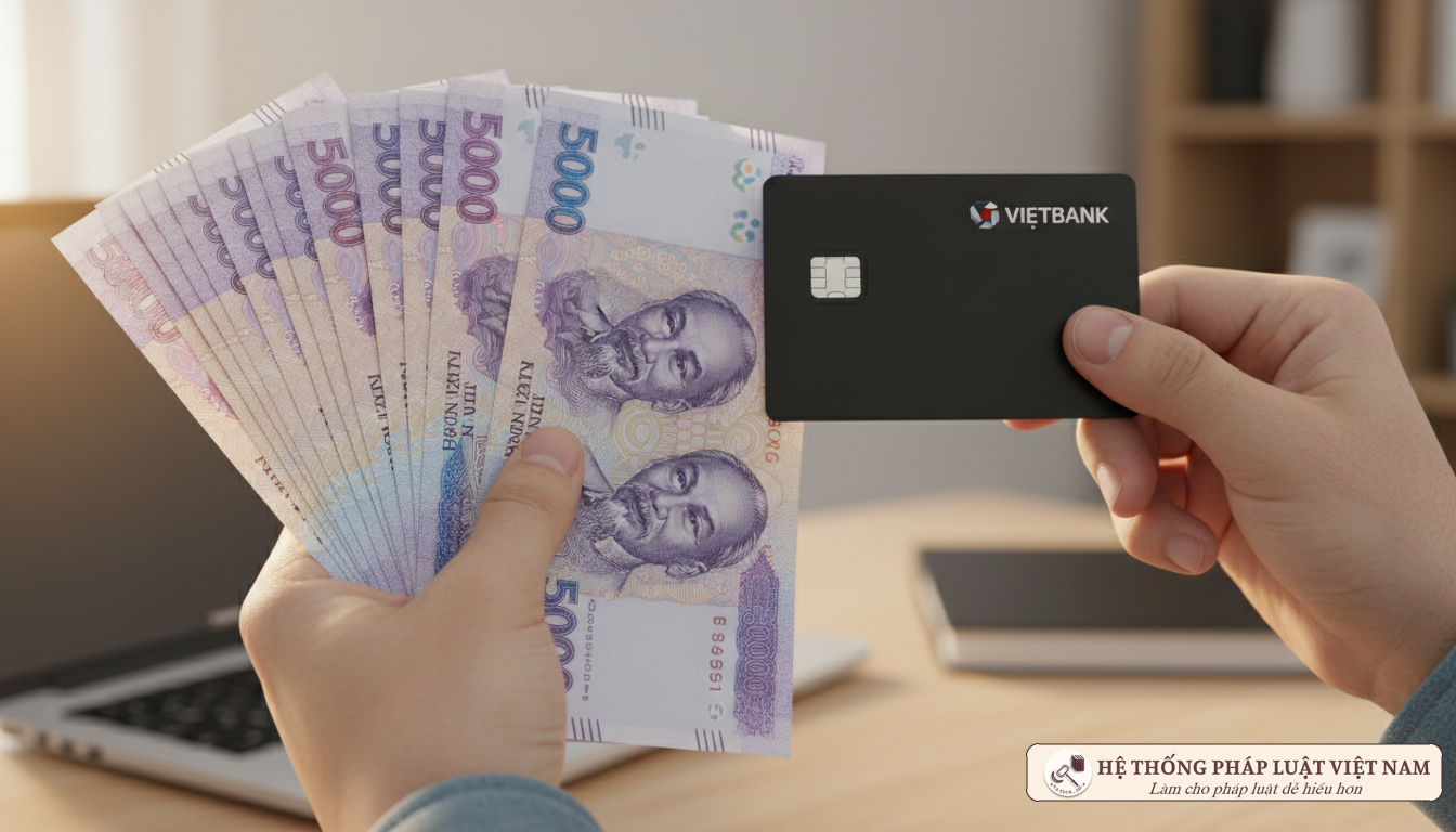 Cận cảnh tiền lương và thẻ ATM của người lao động