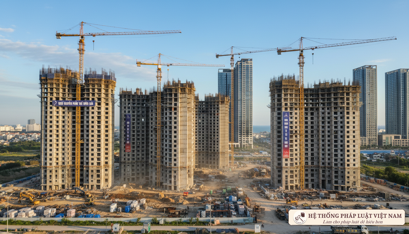 Công trường xây dựng hiện đại tại Việt Nam