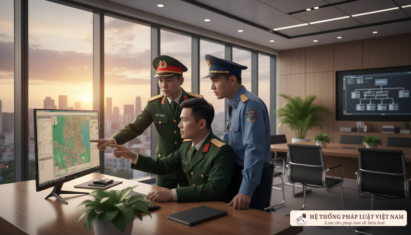 Cán bộ chiến sĩ làm việc chuyên môn
