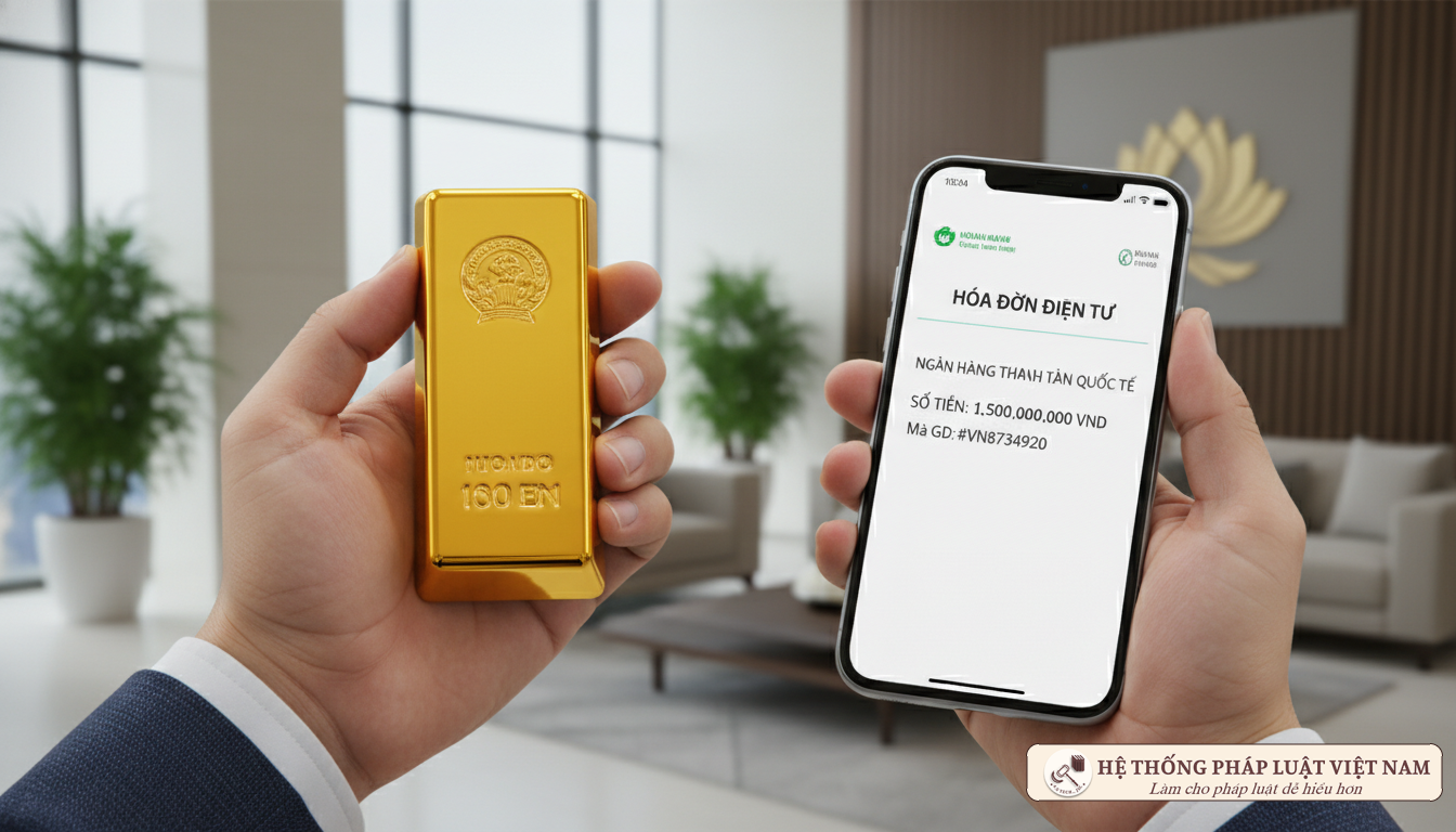Giao dịch vàng và hóa đơn điện tử trên điện thoại