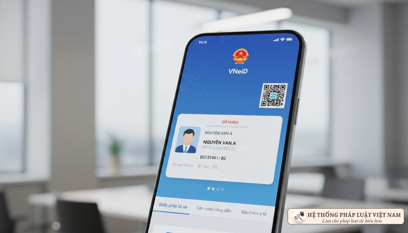 Giao diện ứng dụng VNeID hiển thị giấy phép lái xe