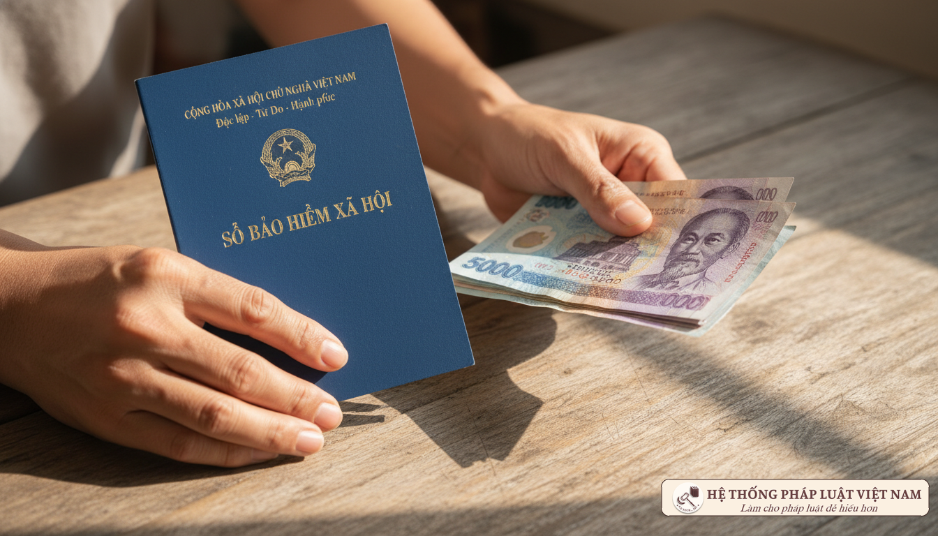 Sổ bảo hiểm xã hội và tiền Việt Nam minh họa cho trợ cấp thất nghiệp
