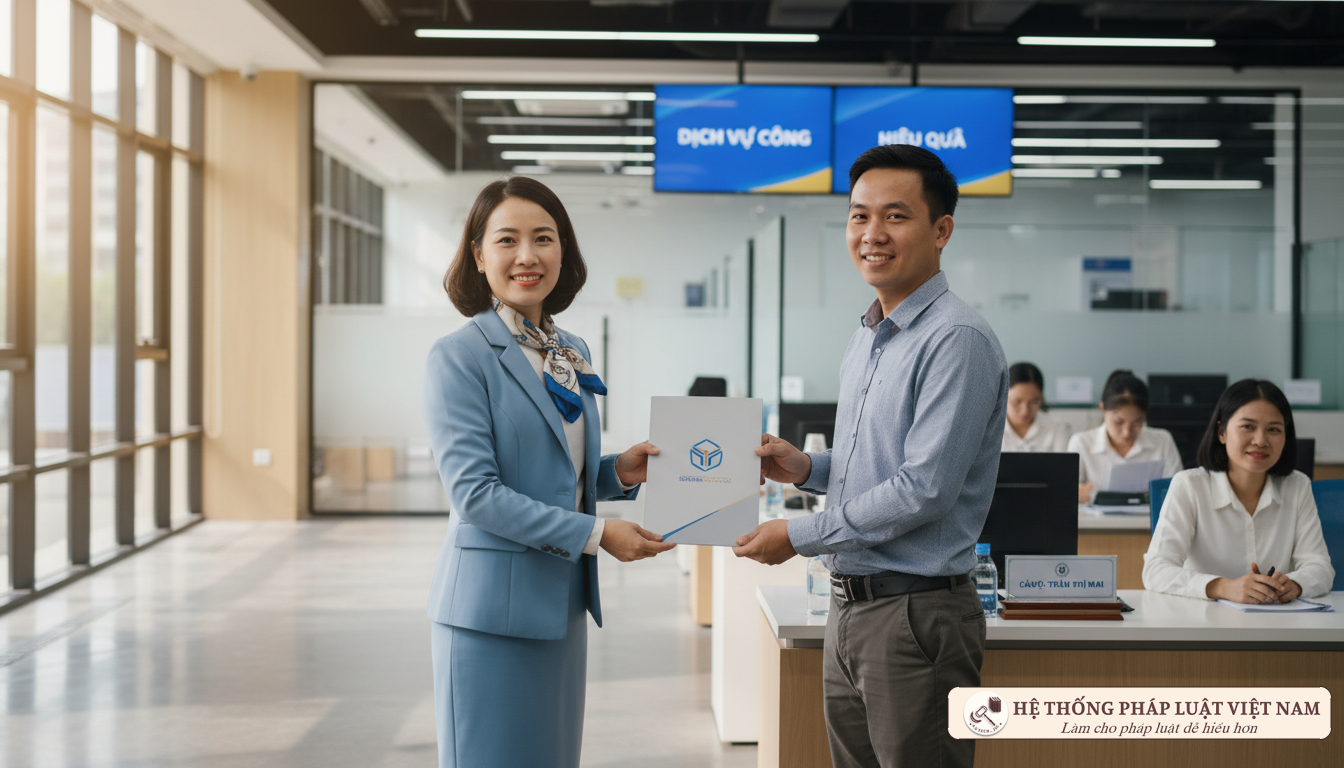 Cán bộ hành chính hỗ trợ người dân