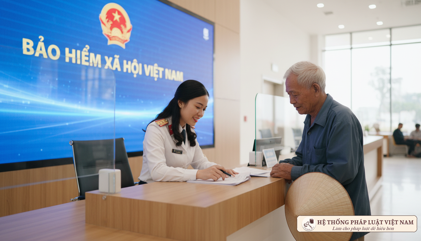 Cán bộ BHXH hướng dẫn người dân