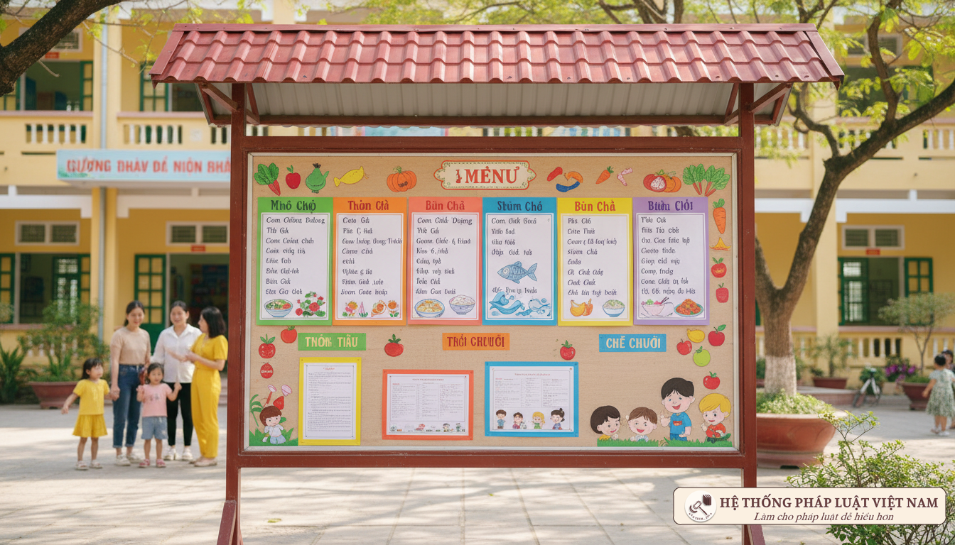 Phụ huynh xem bảng tin công khai thực đơn