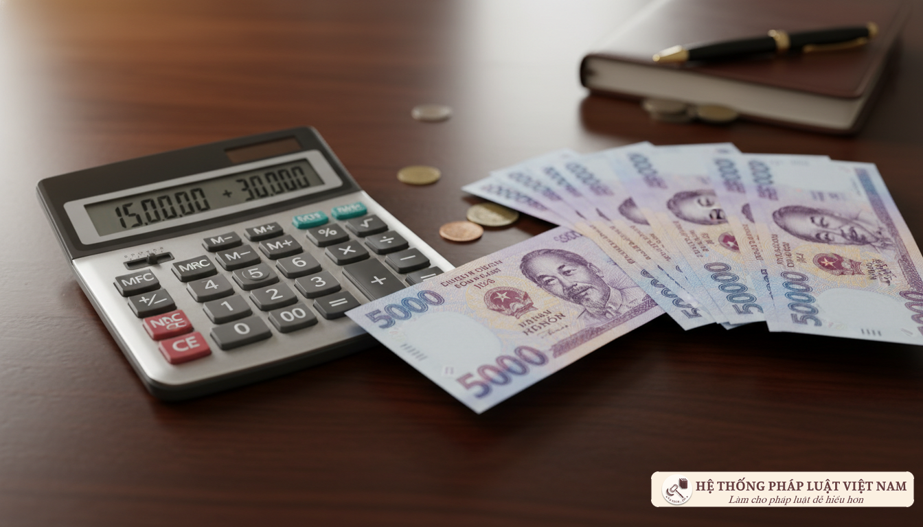 Máy tính và tiền Việt Nam đồng minh họa tăng thu nhập