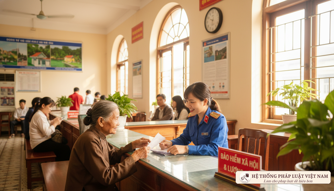 Cán bộ bưu điện hỗ trợ chi trả lương hưu