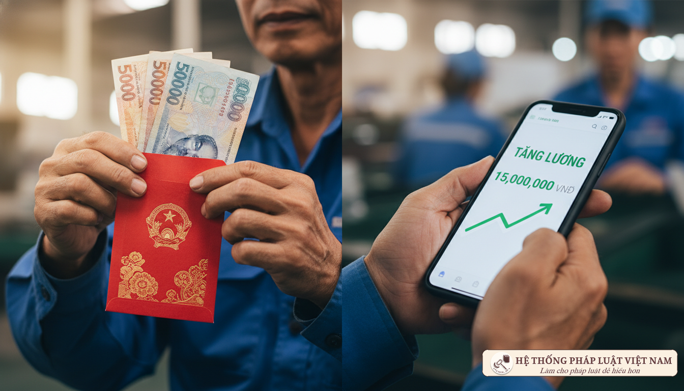 Người lao động nhận lương tăng