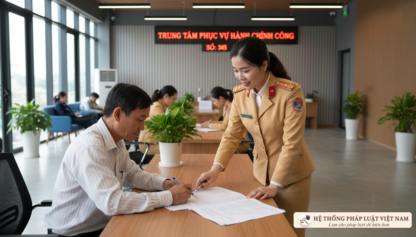 Cán bộ địa chính hướng dẫn người dân làm thủ tục đất đai