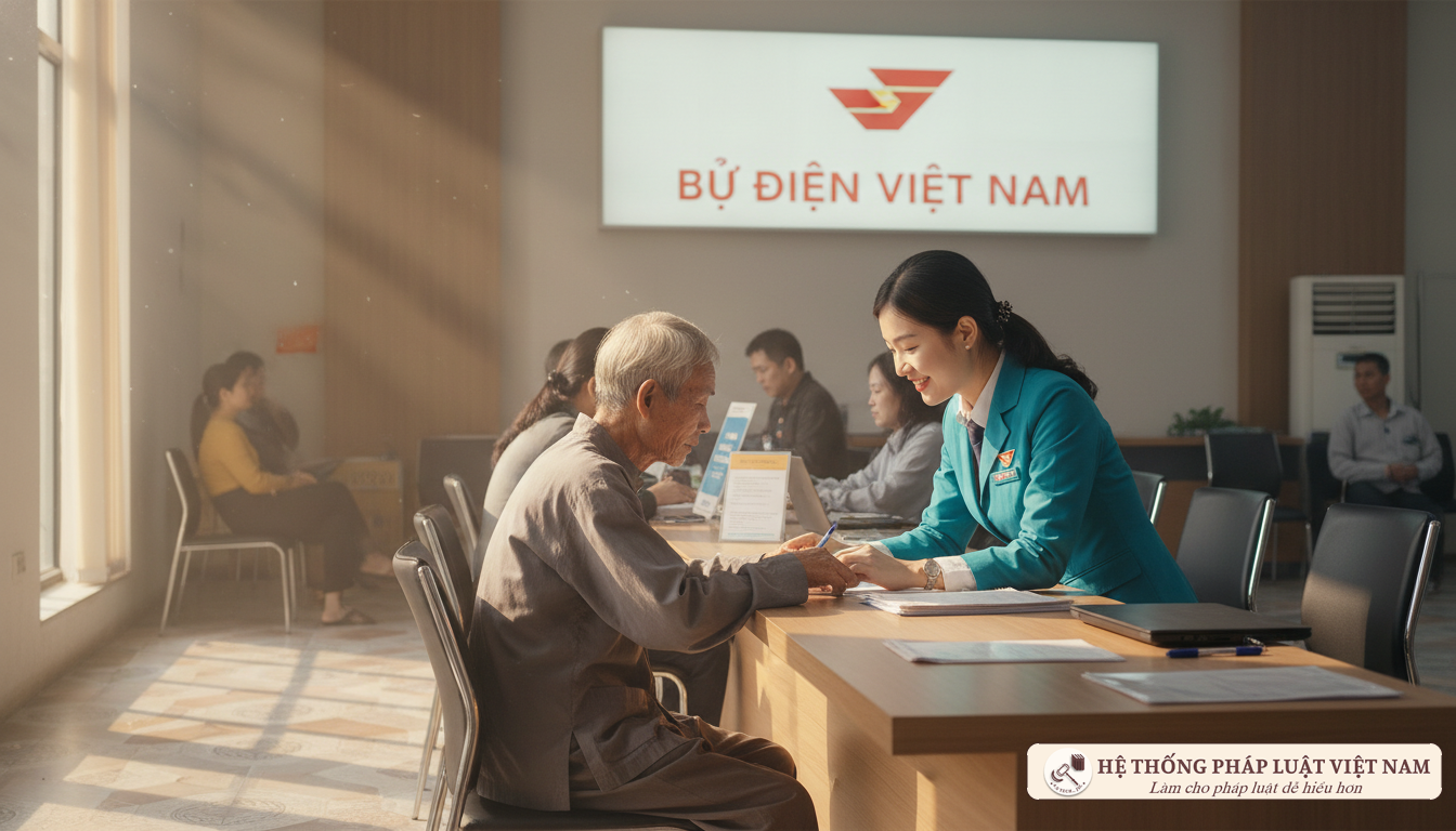 Nhân viên bưu điện hỗ trợ người cao tuổi