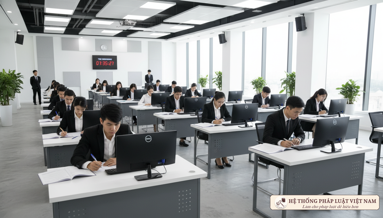 Thí sinh tập trung làm bài thi tuyển Thẩm phán