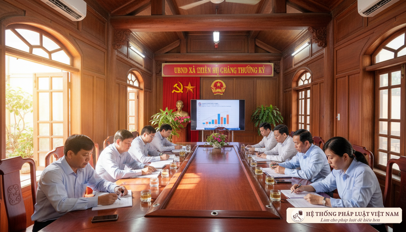 Cán bộ cấp xã họp bàn công việc chuyên môn