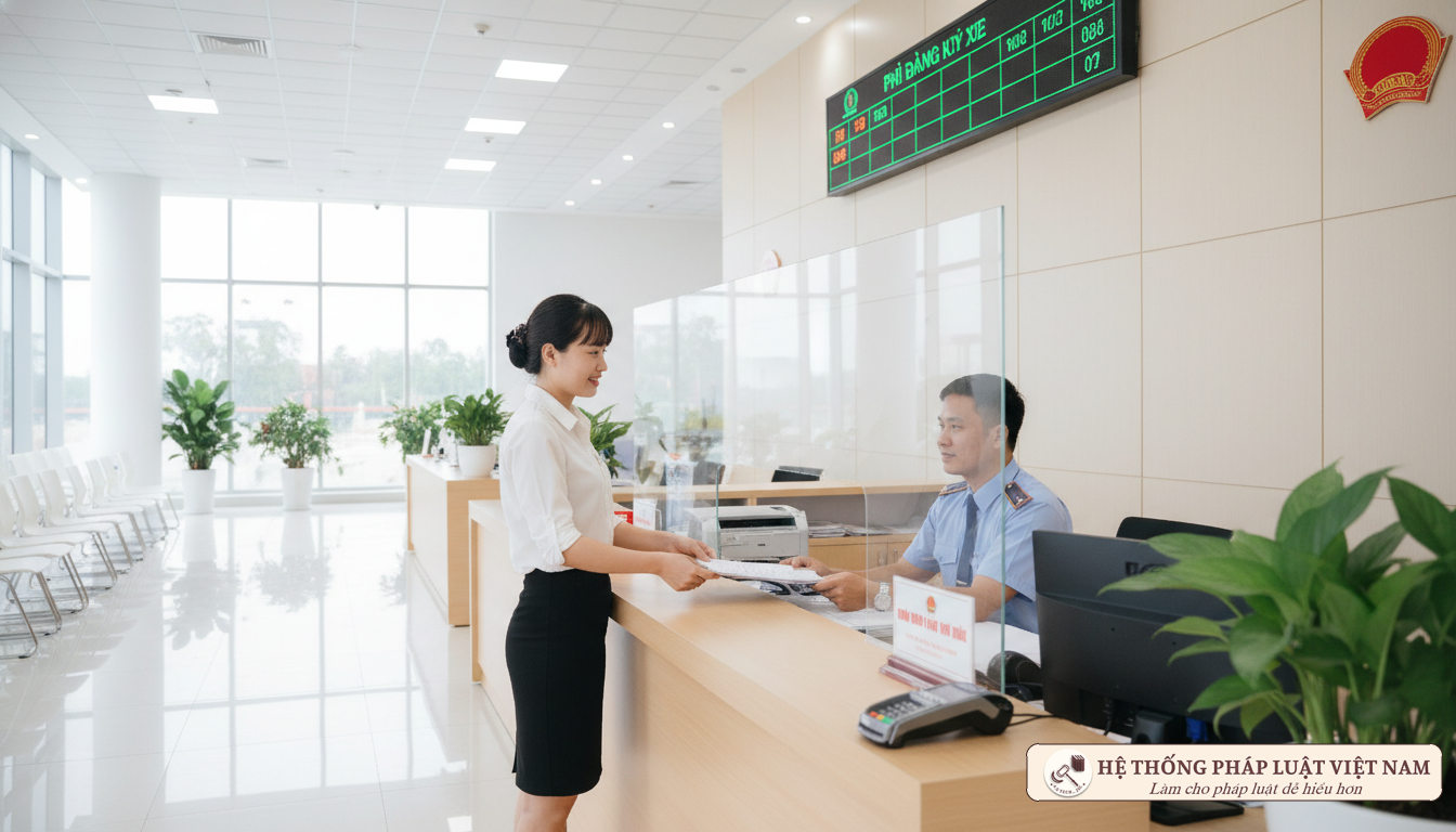 Người dân làm thủ tục nộp lệ phí trước bạ
