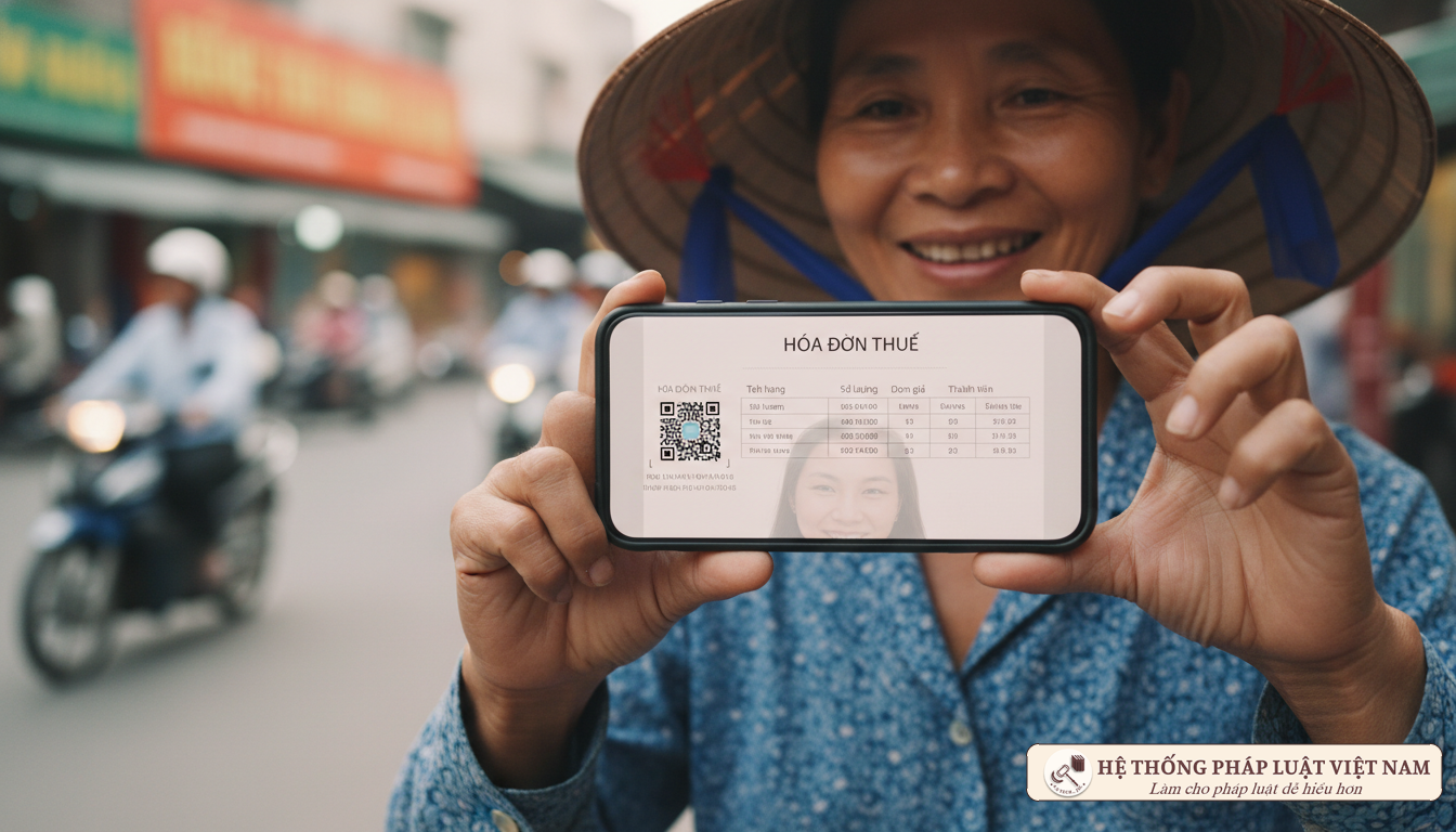 Người dân kiểm tra hóa đơn mua điện thoại di động