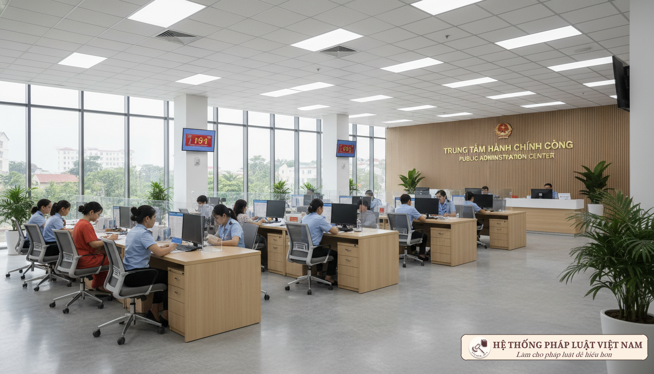 Cán bộ hỗ trợ người dân làm thủ tục hành chính