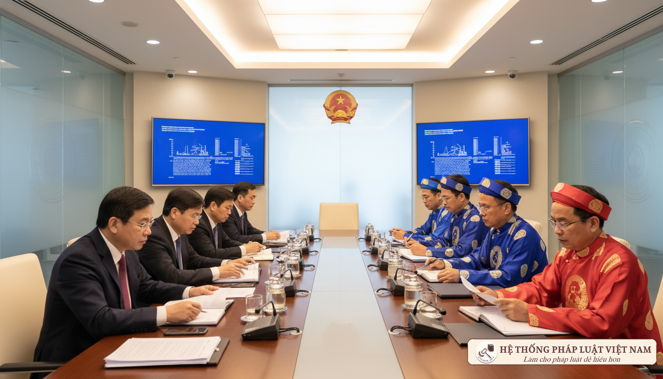 Các cán bộ thảo luận về phương án sắp xếp bộ máy chính quyền địa phương