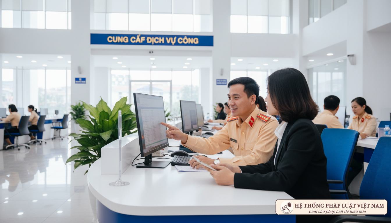 Cán bộ thuế hướng dẫn người dân