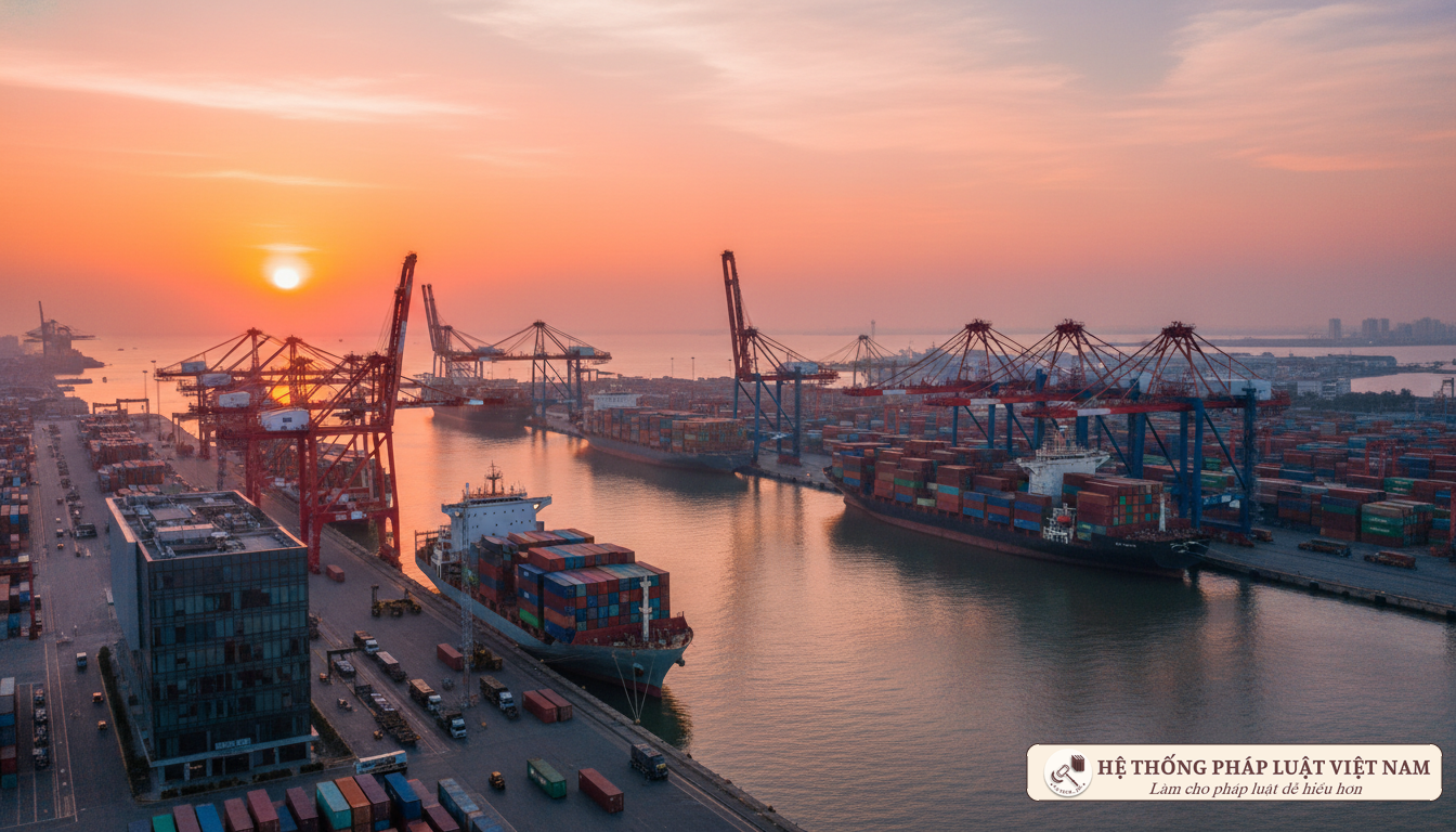 Cảng biển container nhộn nhịp tại Việt Nam