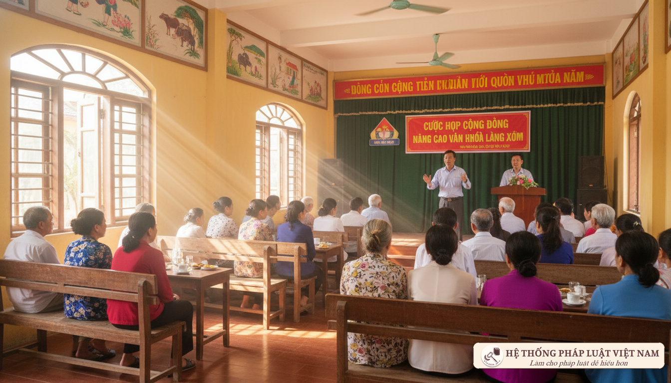 Họp cộng đồng tại nhà văn hóa thôn