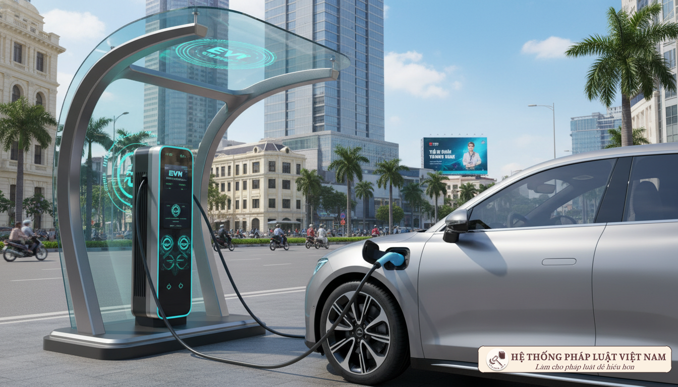 Xe ô tô điện tại trạm sạc hiện đại