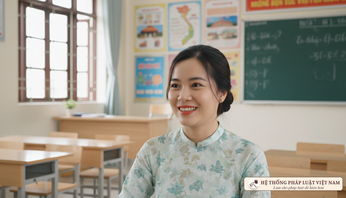 Cô giáo và học sinh trong lớp học hiện đại