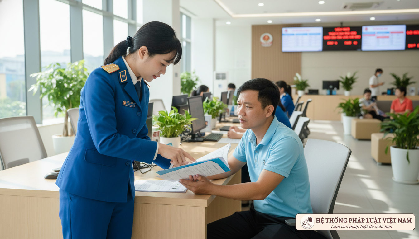 Cán bộ bảo hiểm xã hội tư vấn cho người lao động