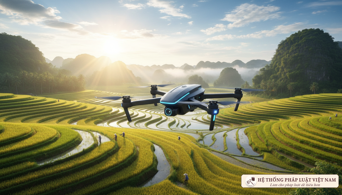 Tàu bay không người lái UAV flycam bay trên bầu trời