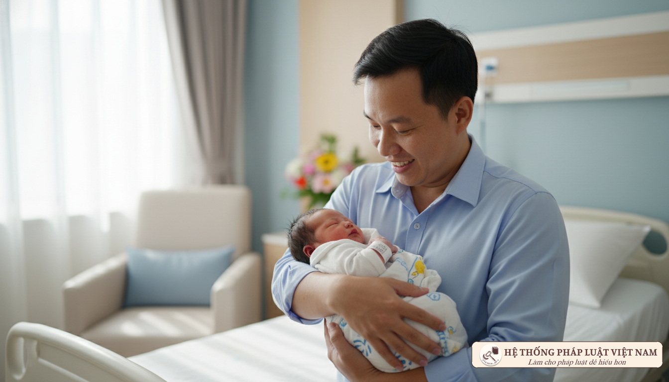 Người cha hạnh phúc đón con chào đời